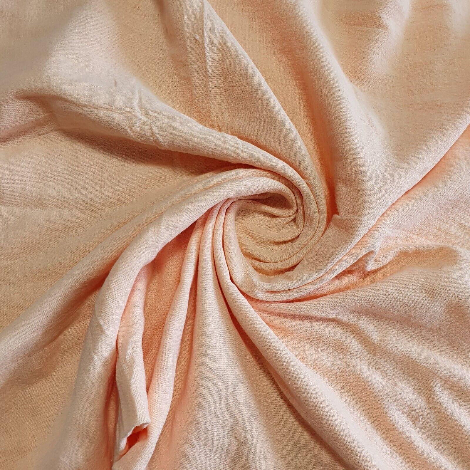 Double Gauze 100% Cotton Fabric Dress Double Cloth Muslin Material Meter 58" (Peach)