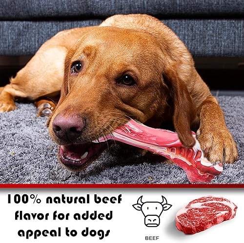 Miniatura 3 de Hueso masticable de goma natural indestructible para masticadores agresivos duradero seguro sabor de carne real limpieza de dientes cachorros grande