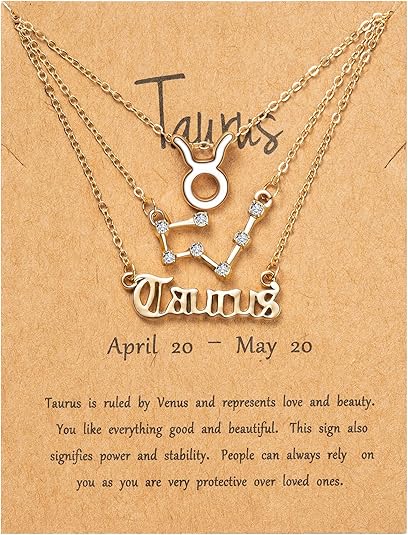 PANTIDE 3Pcs Constellation Zodiac Layer Necklaces for Women Girls, Retro 14K Gold Plated 12 Constellation Pendant Necklace Exquisite Letter Horoscope Old English Zodiac Sign Jewelry Birthday Gift