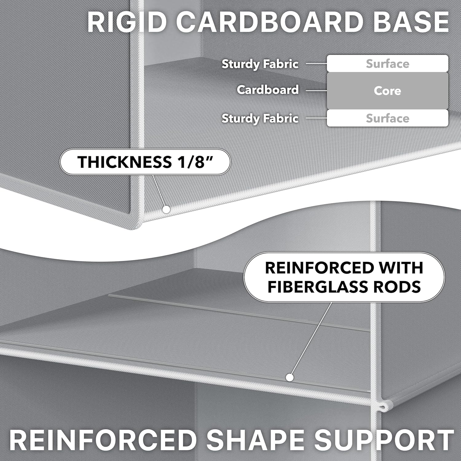 Simple Houseware 3-Shelf Hanging Closet Organizer, Fabric Storage Shelves with 57L Capacity, Gray