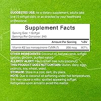 Vista 2 de DEAL SUPPLEMENT Vitamina K2 MK-7 200mcg por porción, 240 cápsulas blandas de aceite de coco Forma de menaquinona-7 de fácil absorción Apoyo