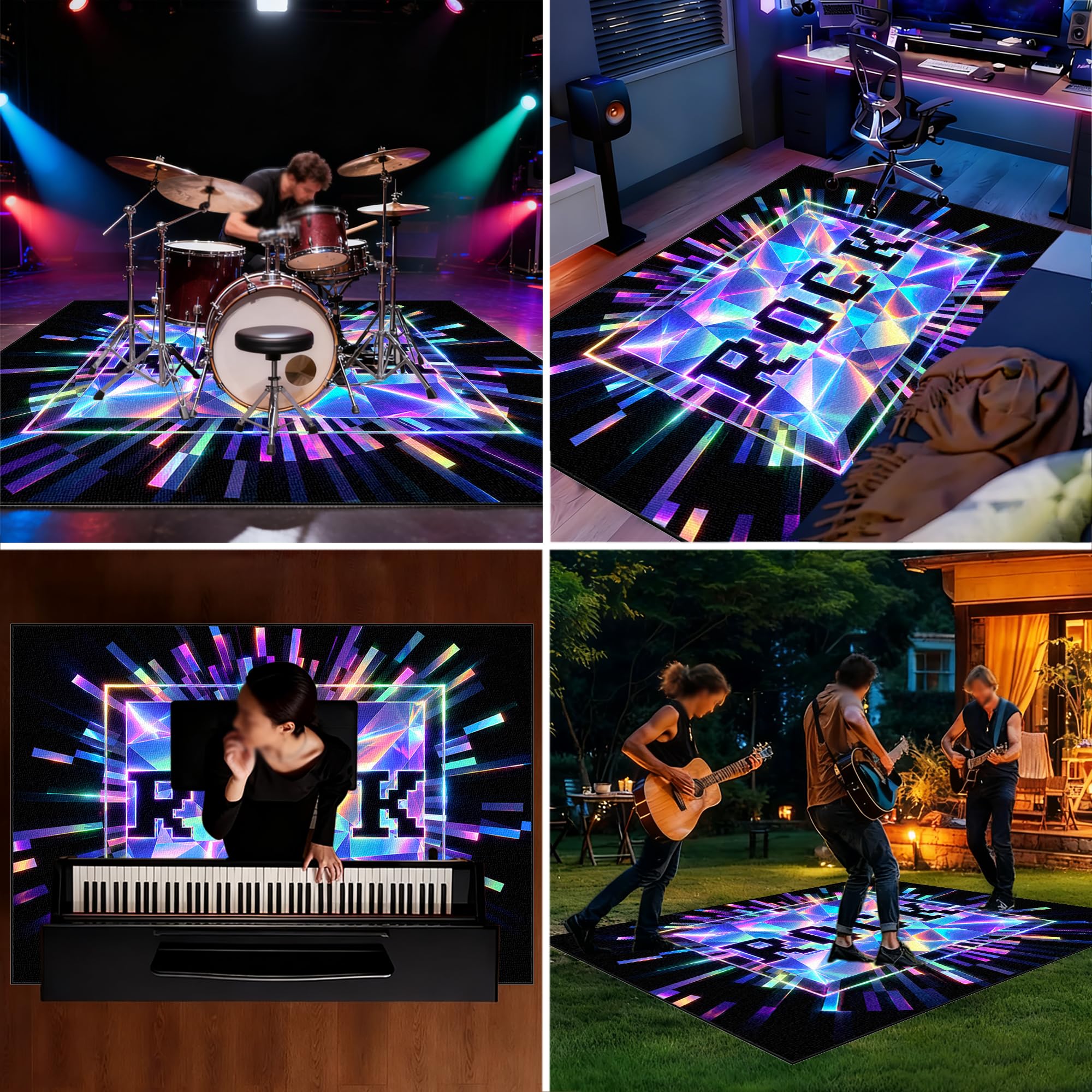 Schlagzeugteppich Schallschutz Akustik Teppich 200 x 160 cm Schlagzeug Teppich Schallschutzmatte Drum Rug Drum Matte Trommelteppich rutschfeste Trommel Teppiche für Bass Drum Snare Jazz Drumteppich