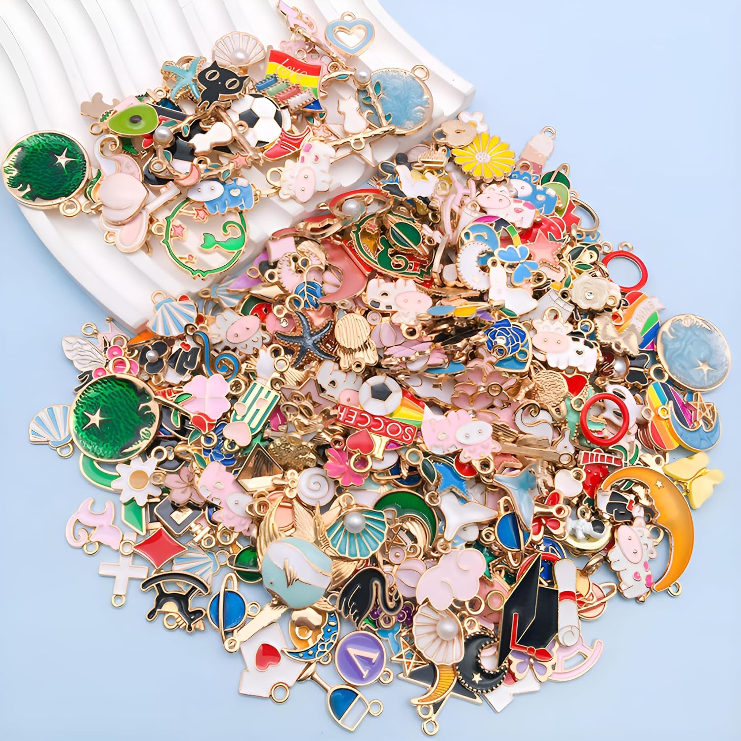 Youdiyla 60pcs Random alloy enamel Pendant Jewelry Making DIY Keychain Earrings Pendant Various Design Charms for Jewelry Making Bracelets Necklace (SN465) - Image 6