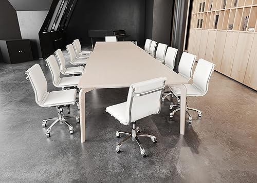 Miniatura 10 de Zuo Lider Plus Silla de oficina sin brazos, color blanco, silla de oficina blanca, estilo moderno, piel sintética, felpa y tela de piel sintética