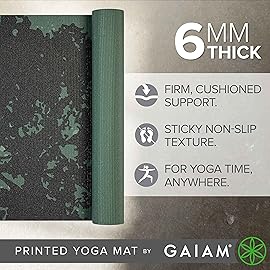 Gaiam Yoga Mat Premium Print Extra Thick Non Slip Exercise & Fitness Mat for All Types of Yoga, Pilates & Floor Workouts, Luminary, 6mm