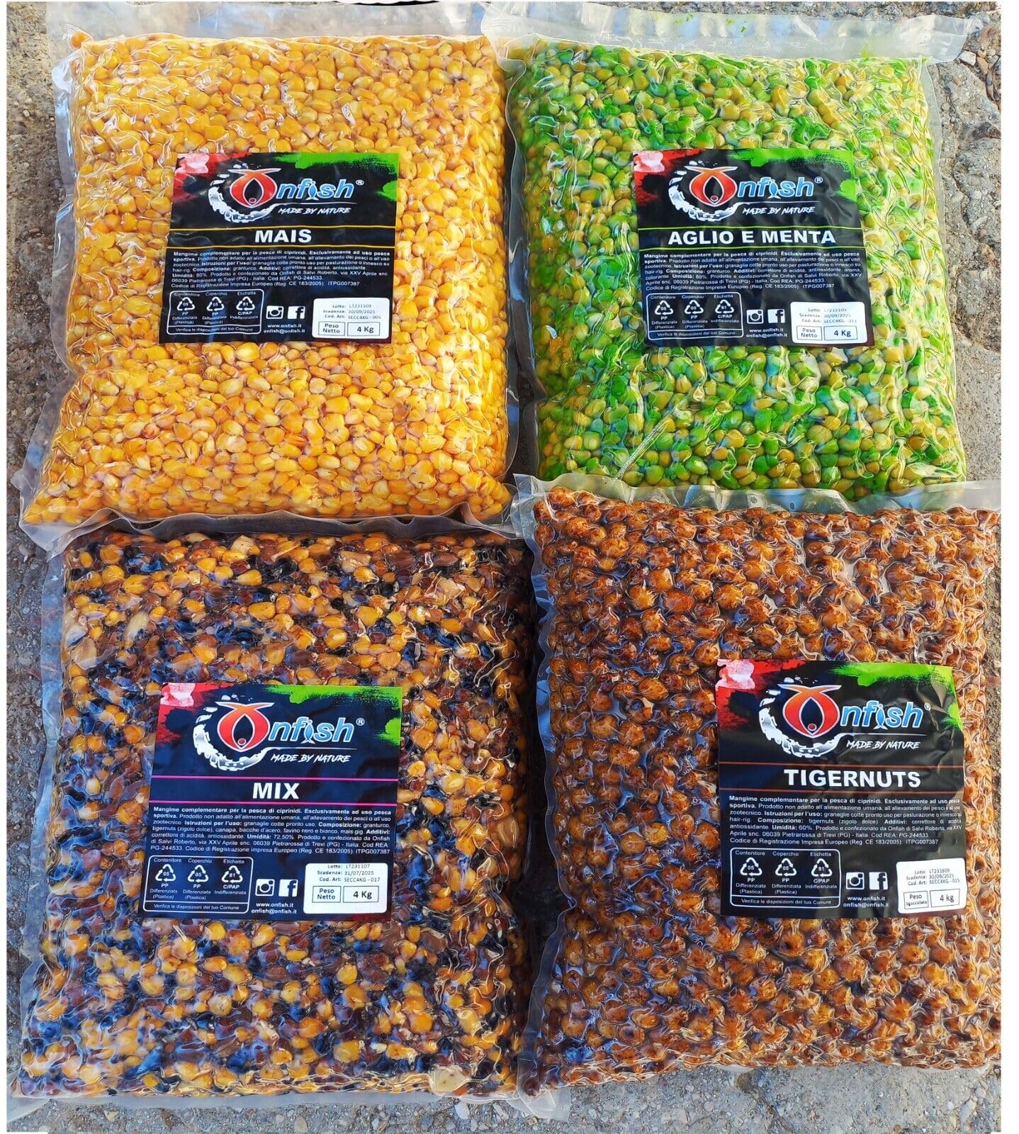 Generico Tigernuts Mais Pastura Pesca Carpfishing Esca Carpa Aglio Menta Innesco Granaglie kg. 4