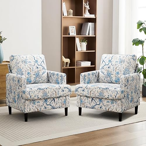Miniatura 12 de Silla decorativa de mediados de siglo, sillón de tela de lino moderno para sala de estar, cómodas sillas tapizadas de lectura de estilo Accent para
