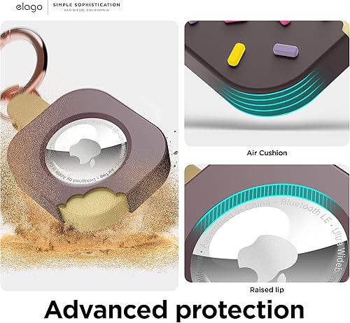 Miniatura 7 de elago Funda de helado compatible con llavero Apple AirTag, compatible con funda AirTag, protección contra caídas, llavero de mosquetón (llaves de