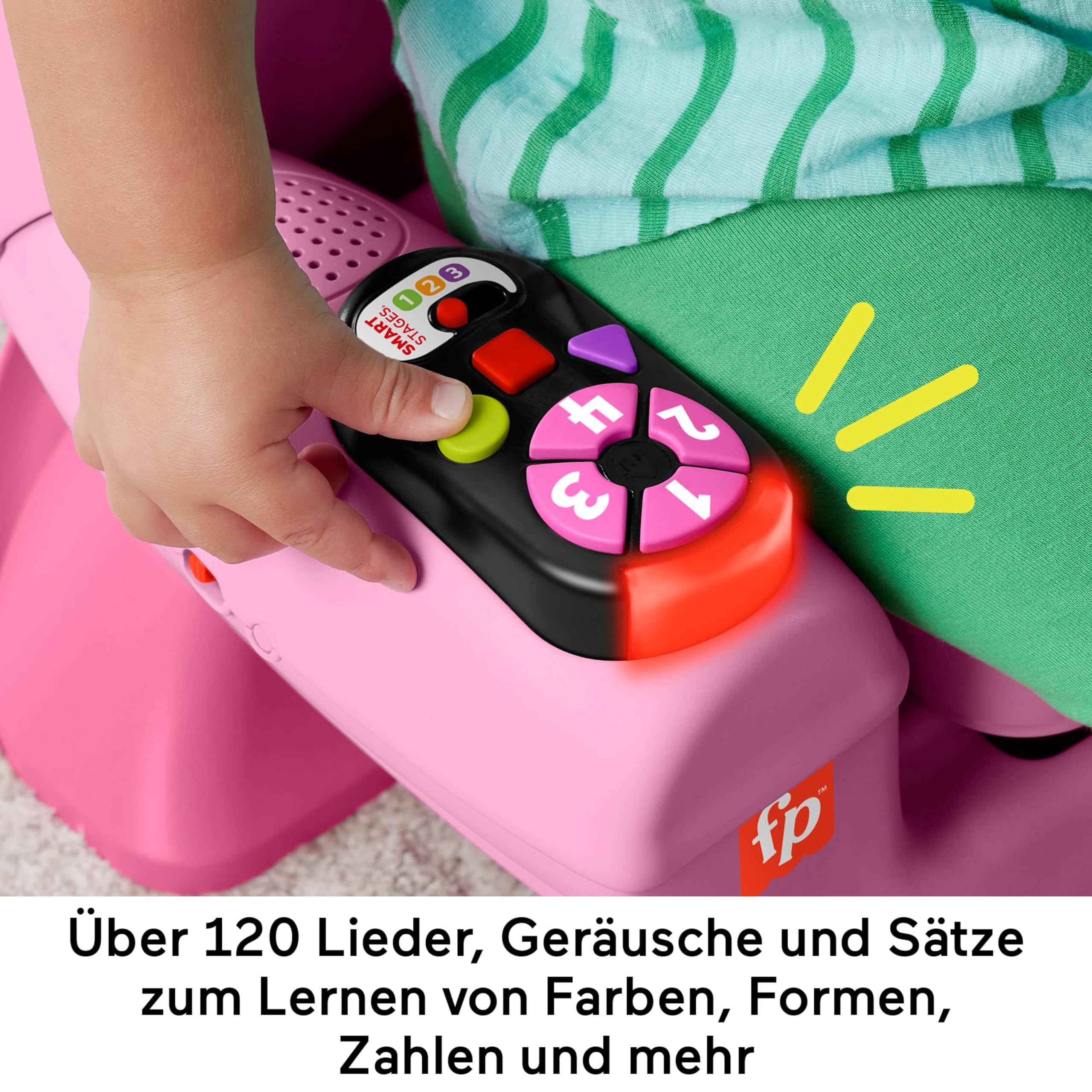 Fisher-Price Lernspaß, Lernspielzeug für Kleinkinder, Lernspaß-Stuhl, rosa, mit Musik und verschiedenen Aktivitäten für Kinder ab 1 Jahr, mehrsprachige Version: Englisch, Französisch, Deutsch,JFF07