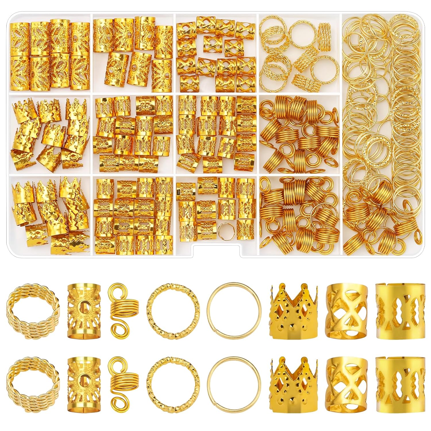 Sightor Hair Jewelry for Braids - Gold Dreadlock Beads
