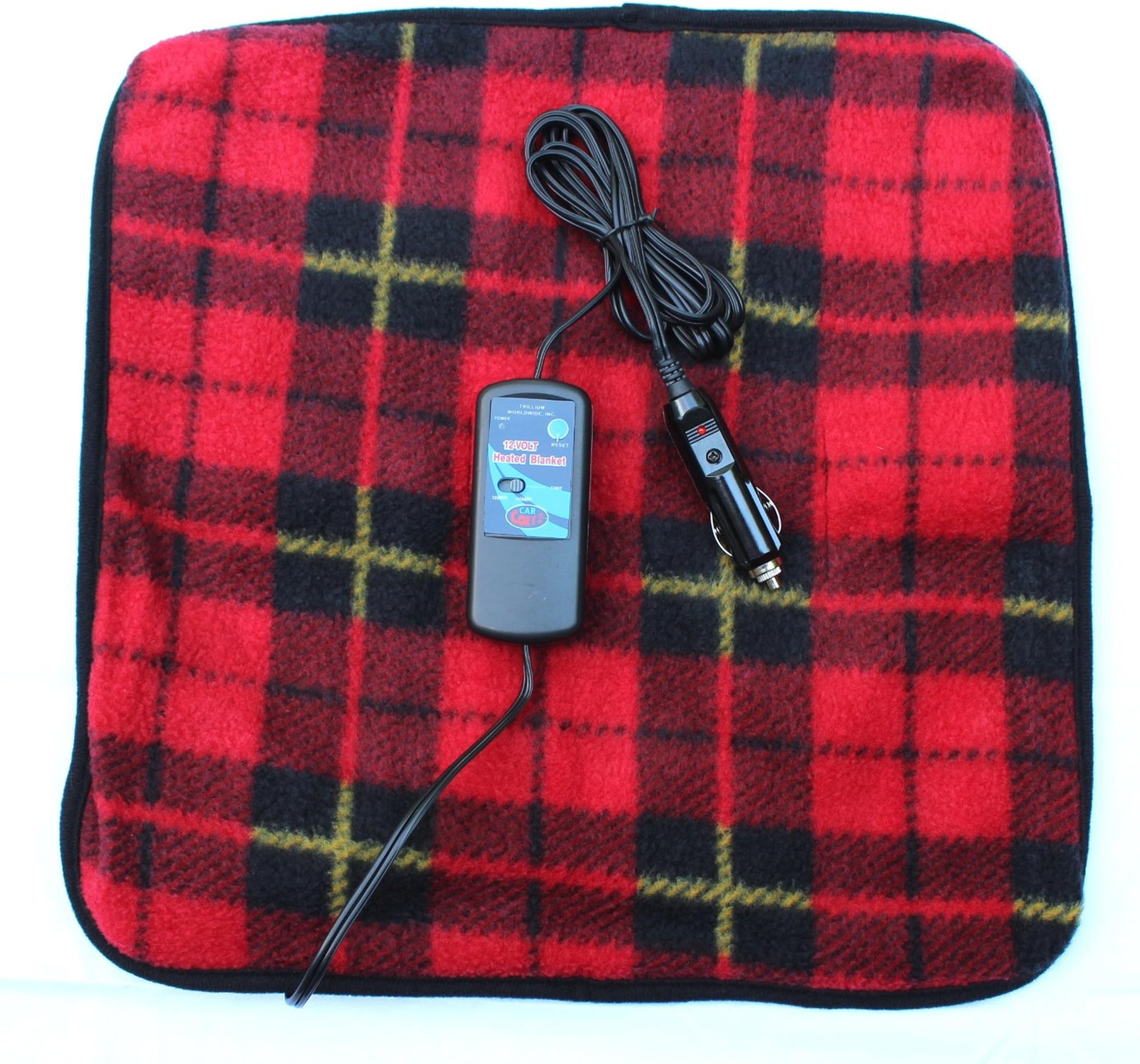 Trillium Worldwide Car Cozy 2 12-Volt Heated Mini Travel Pad, Red Plaid, 16 x 16, (TWI-2202)