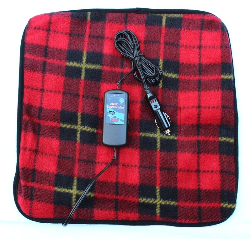Car Cozy 2 Cobertor Elétrico Automotivo 12 V em Lã Polar, Xadrez Vermelho, 40,6 x 40,6 cm, TWI-2202