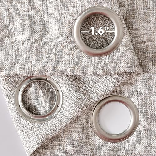 Miniatura 5 de Jinchan Cortinas de arpillera con ojales para ventana, de filtración de luz, para dormitorio, 2 paneles, lino, Beige