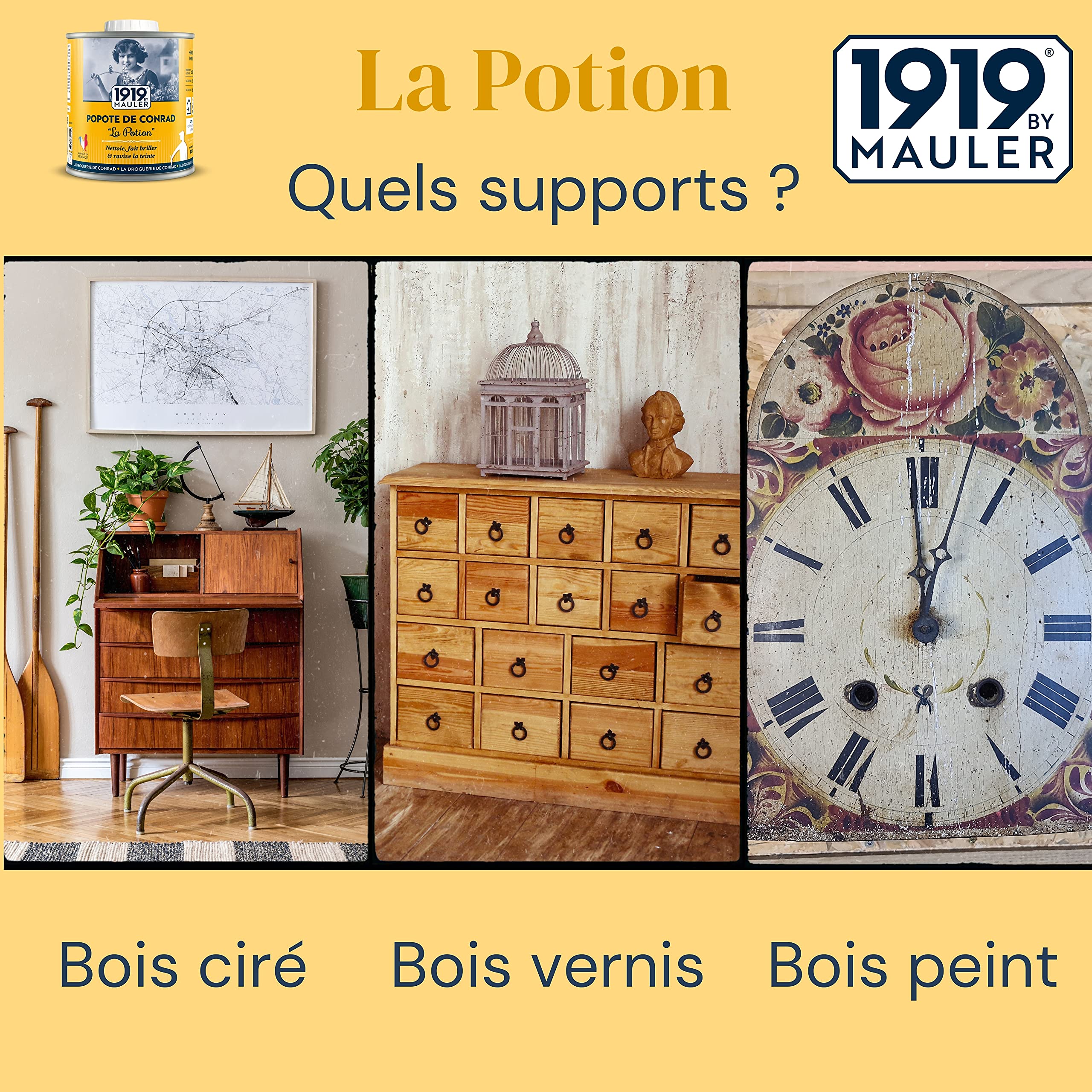 1919 BY MAULER - Raviveur bois, popote d'entretien à l'huile naturelle « La Potion » - 500ml - Nettoie, ravive et fait briller