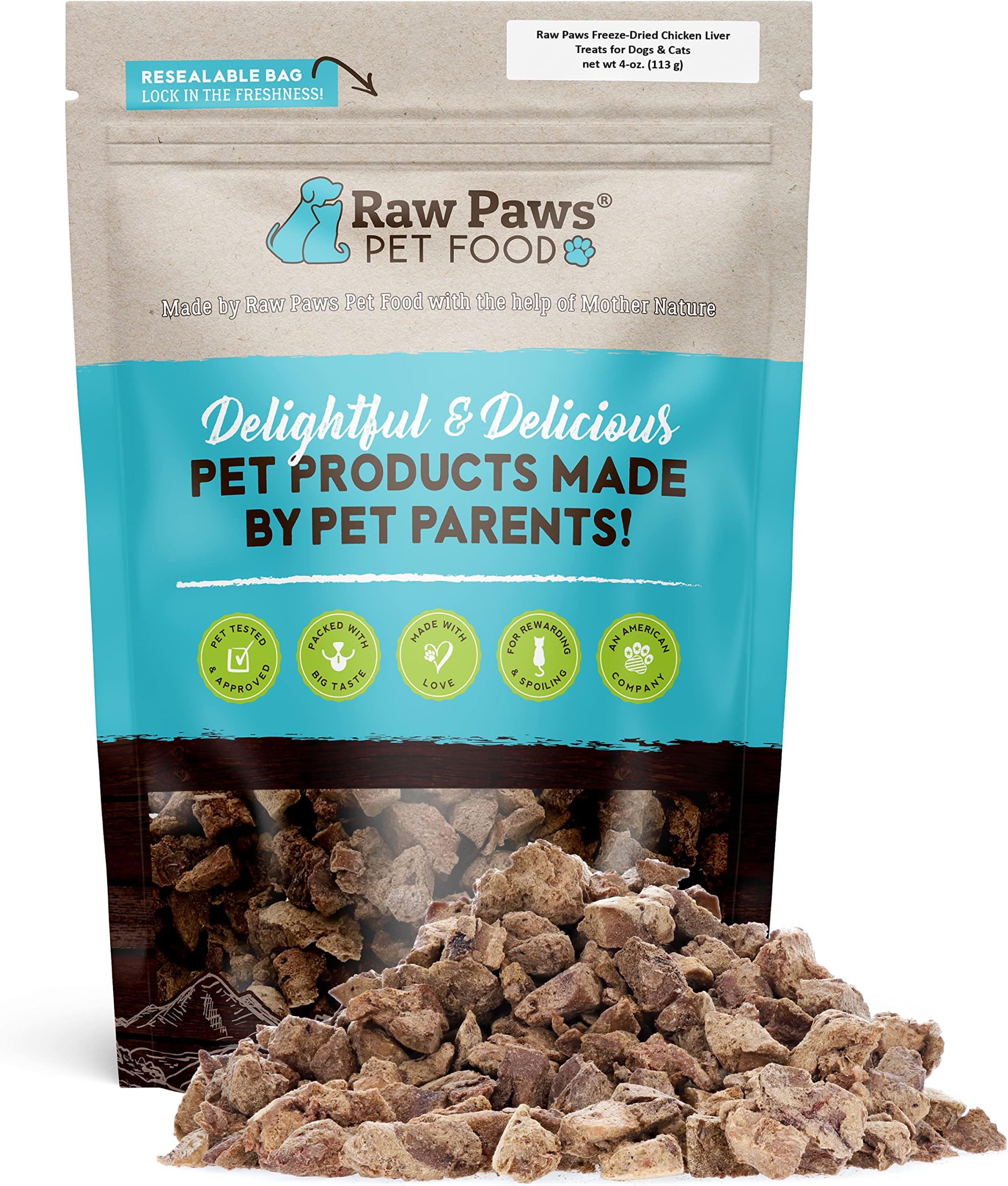 Freeze Dried Chicken Liver Dog & Cat Treats, 4-oz - Made in USA - Liver Treats for Dogs & Cats