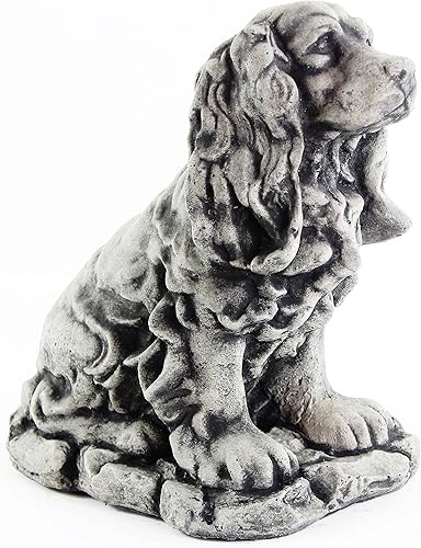 Cocker Spaniel - Estatua de jardín de perro de cemento para exteriores, figura de perro