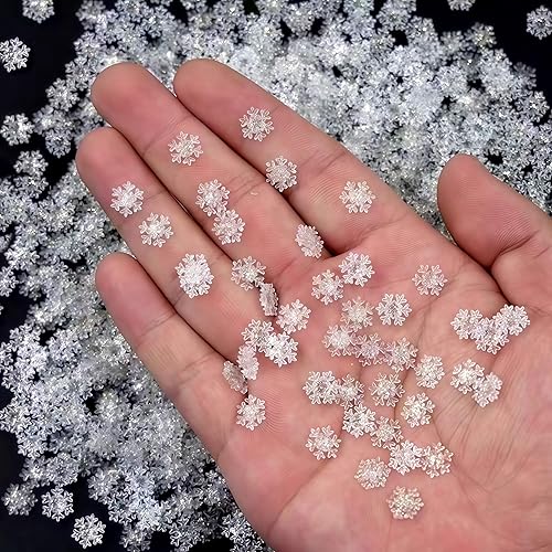 300Pcs Christmas Snowflake Nail Art Charms White Transparent Snowflake Nail