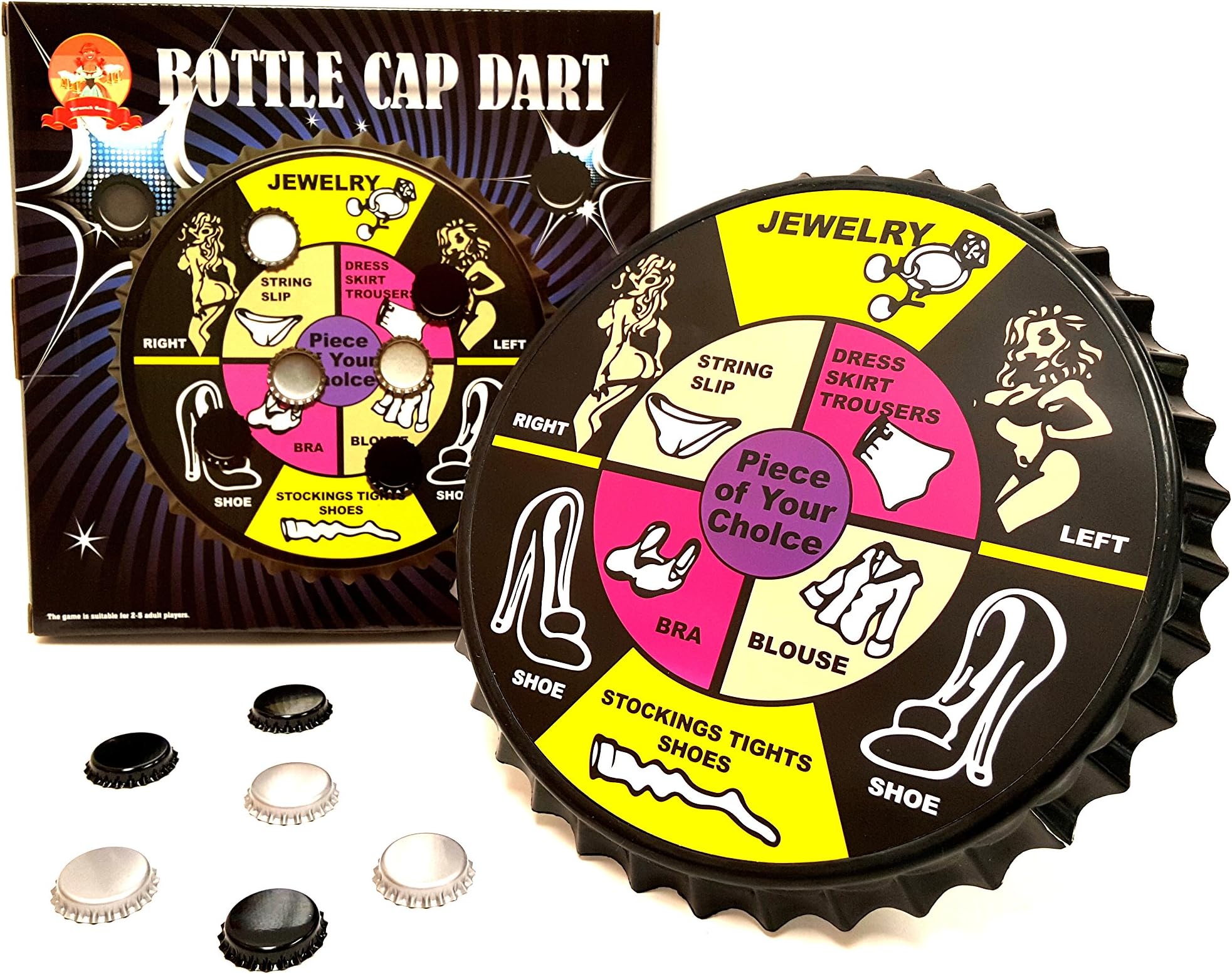 Bottle Cap Darts Party Game, Bottle Cap Magnetic Dart Board (Striptease)
