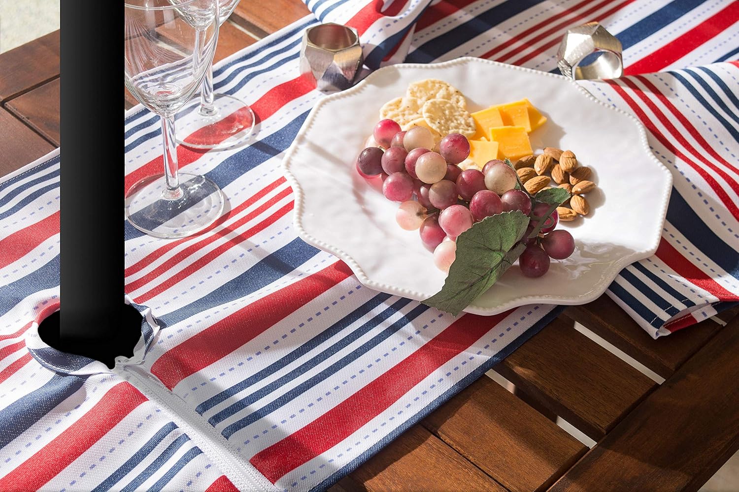 70% Off Everything DII Patriotic Stripes Tabletop Collection, Stain Resistant & Waterproof, 14x72 w/Zipper, Red, White, & Blue
