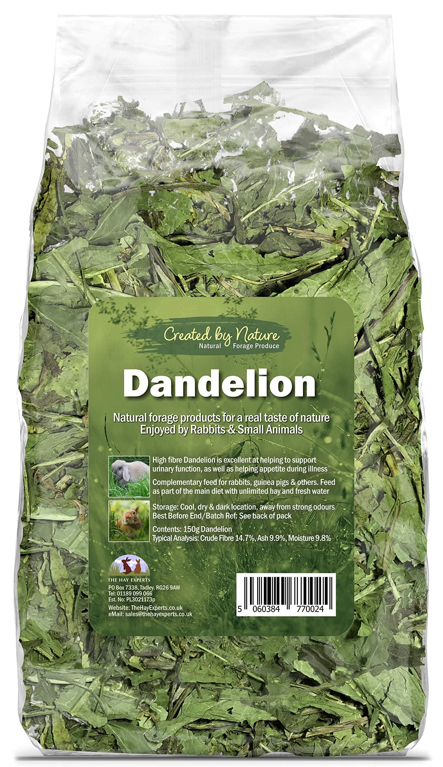 Dandelion Leaf - Premium Quality Big Value 150g Bag for Rabbits, Guinea Pigs & Others - The Hay Experts
