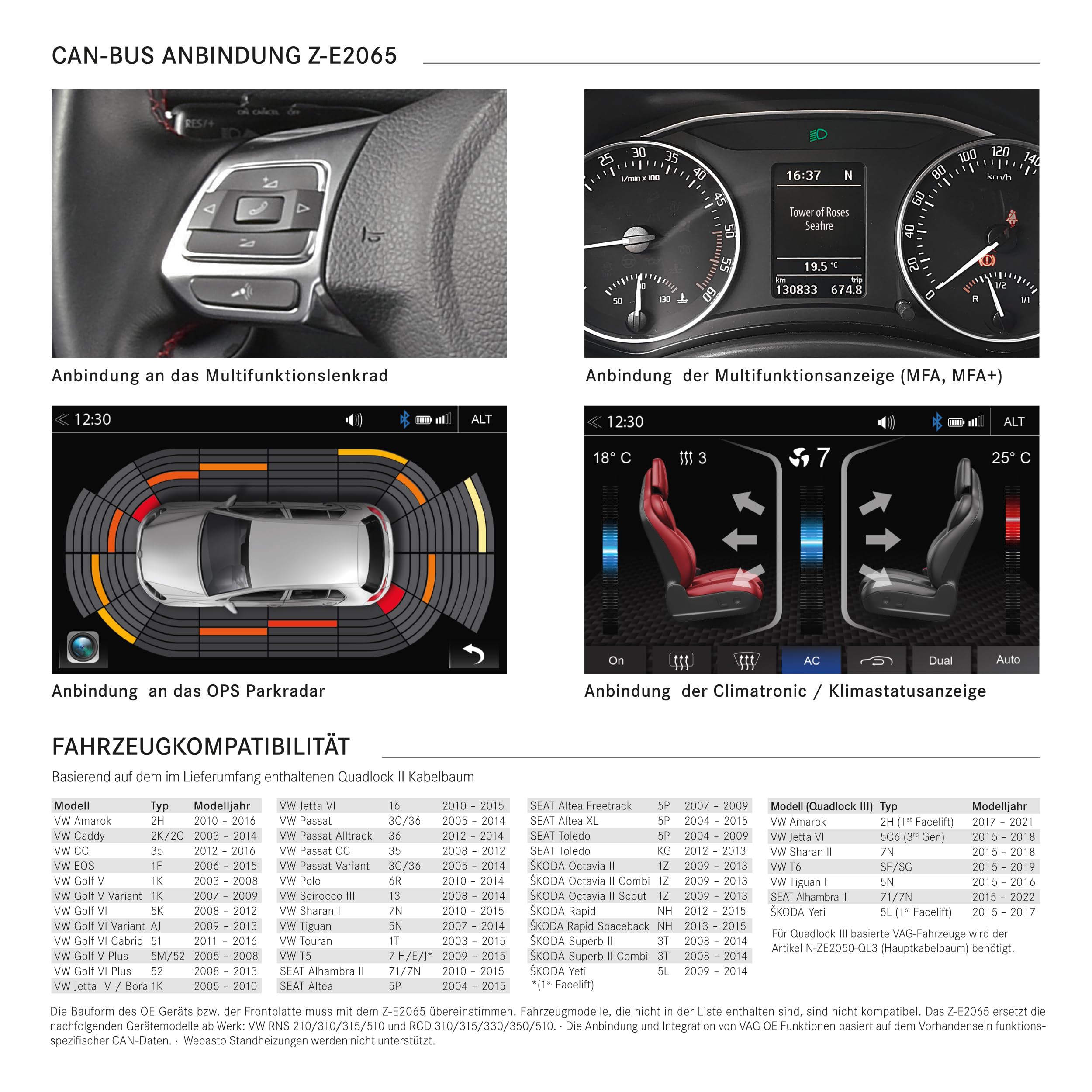 ZENEC Z-E2065 – 9 Zoll Multimedia Receiver kompatibel mit VW, Seat & Skoda