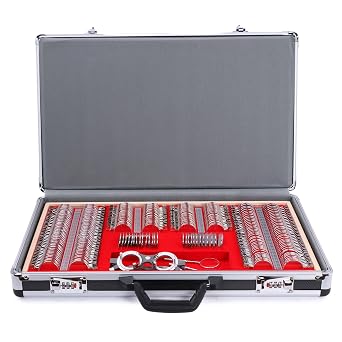 High Qualtiy 266 Trial Lens Set Optical Kit Metal Rim Wood Frame Aluminum Box