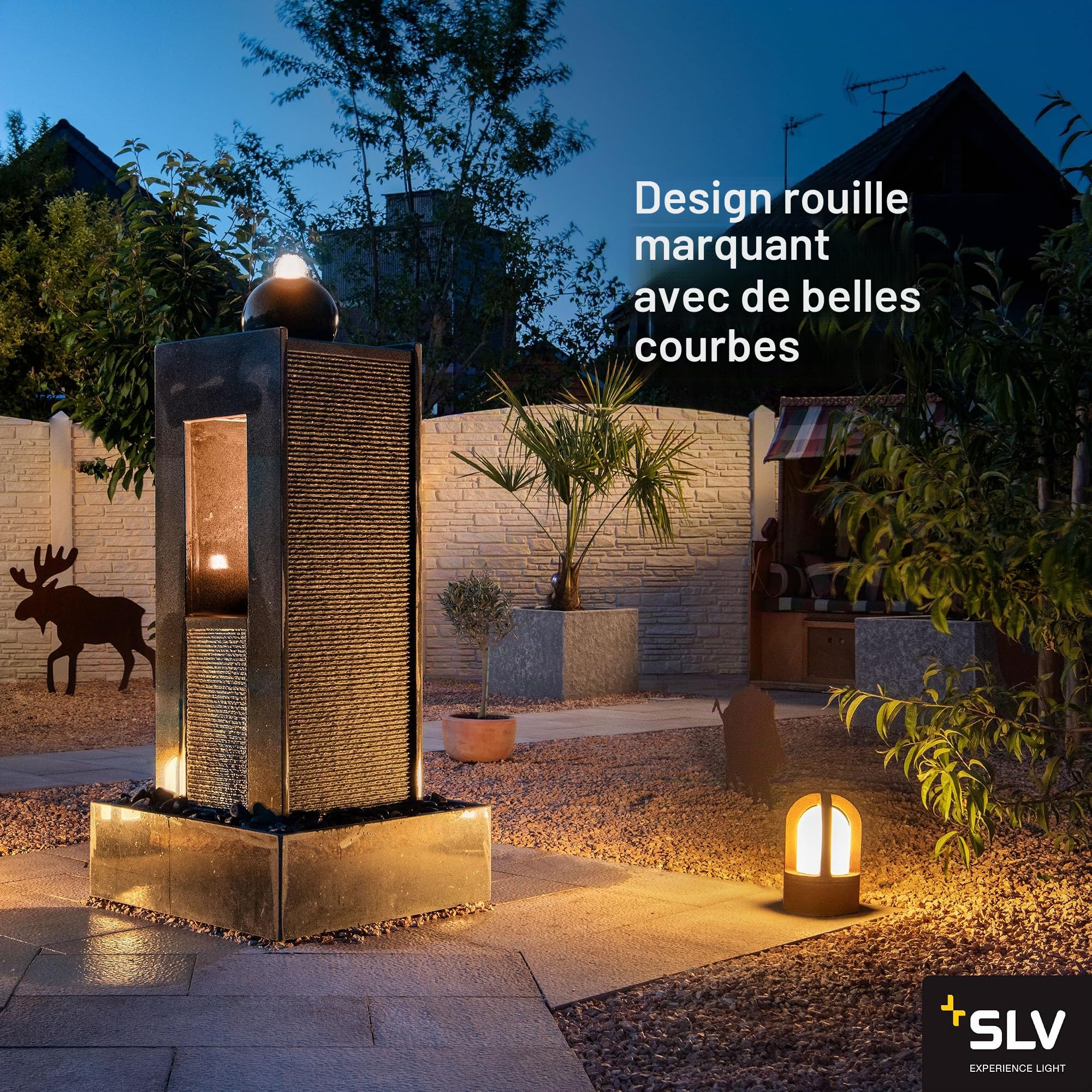 SLV RUSTY CONE 24 lampe sur pied extérieure E14 acier rouillé FeCSi IP54 Ø15cm H24cm – éclairage décoratif pour jardin, terrasse, allées – style unique, ampoule non incluse