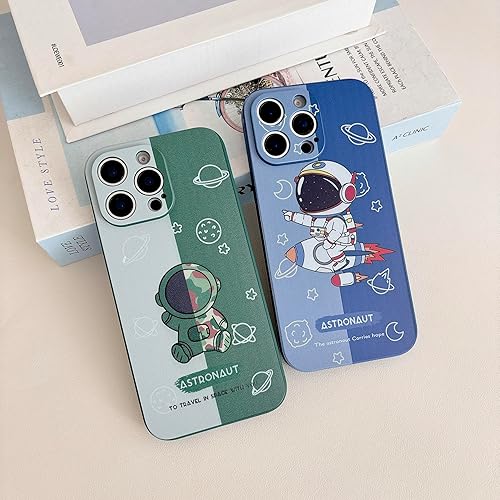 Miniatura 6 de Yonds Queen Funda bonita para iPhone 14 Pro Max, diseño de astronauta de dibujos animados, diseño de planeta espacial, luna, elegante, parachoques