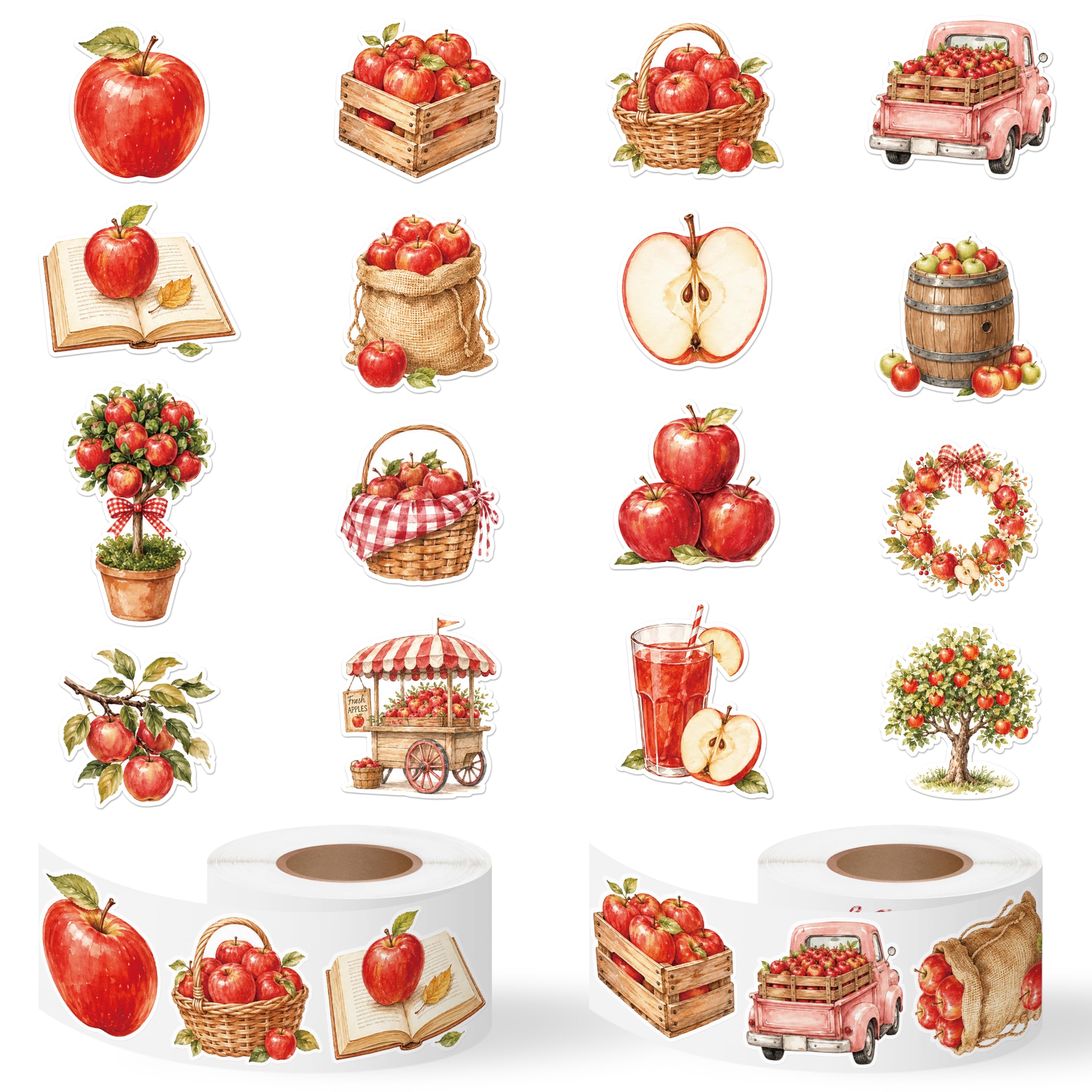 Fall Apple Self Adhesive Sticker for Laptop Water Bottle Scrapbook