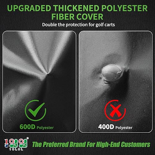 Vista 2 de 10L0L Funda resistente para carrito de golf 650D para 2/4/6 pasajeros EZGO, Club Car y Yamaha, protección exterior resistente a la intemperie Negro
