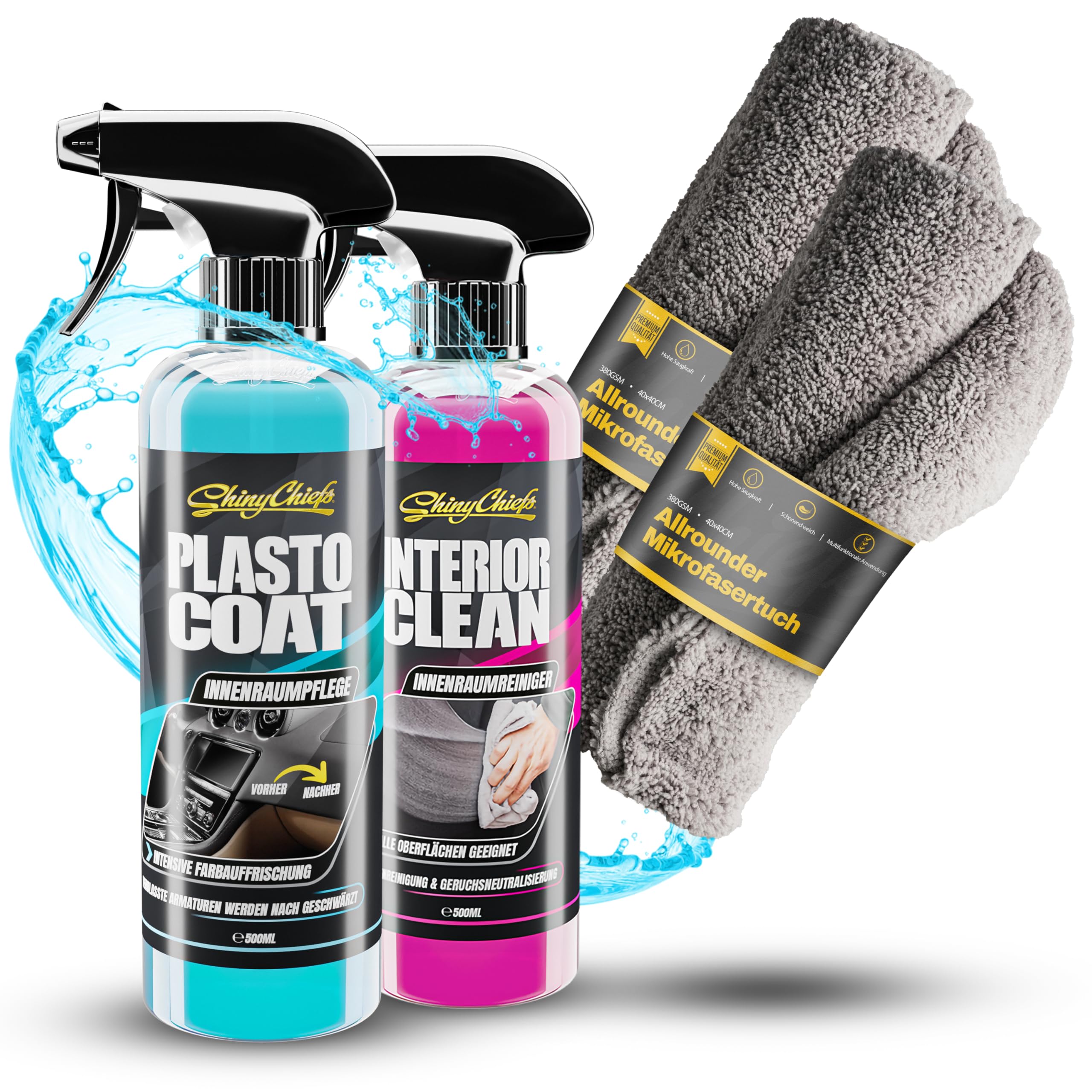 ShinyChiefs Clean & Protect Interior Kit - 2X 500ml & 2X Microfasertuch