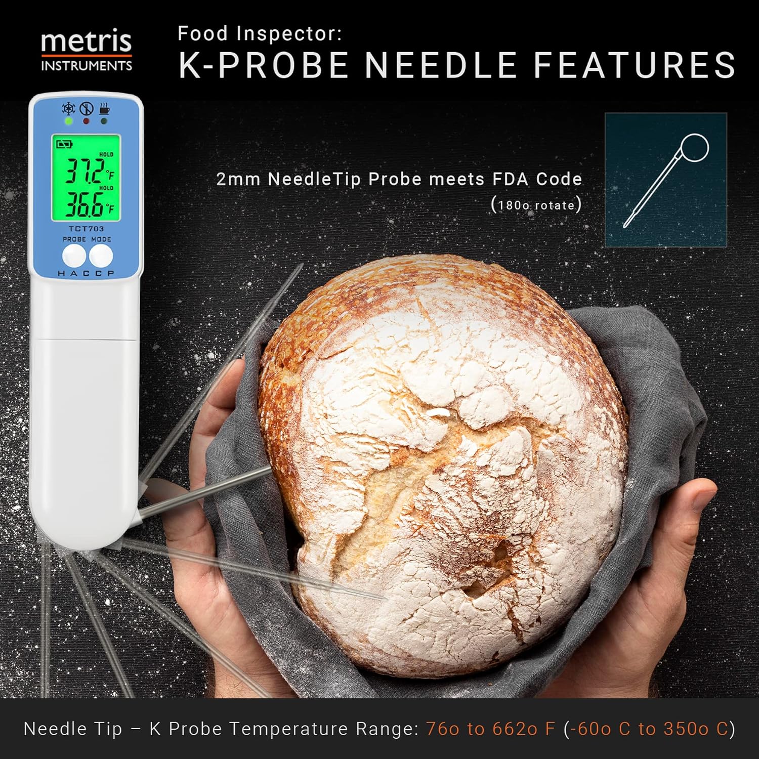 review Metris Instruments Food Inspector Infrared Thermometer Digital Laser Instant Read Meat Cooking Temperature Probe Kitchen Accessories Outdoor Cooking, Grilling, & BBQ, Model TCT703, Not for Human