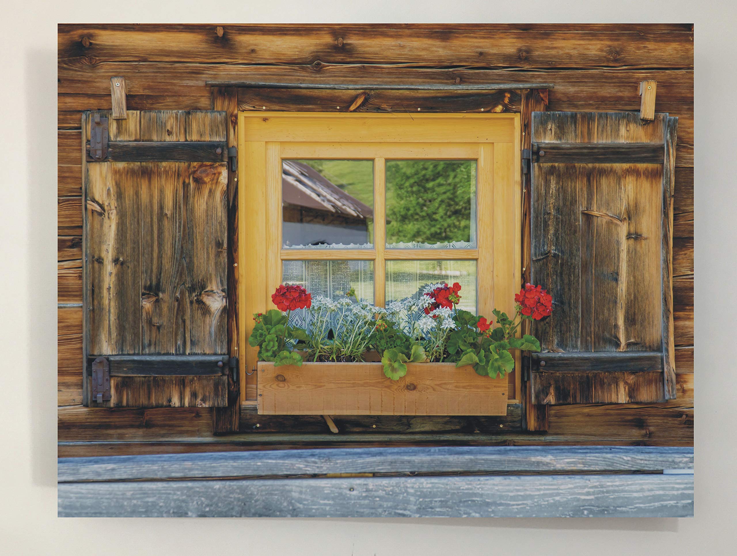 Quadro Retroilluminato Finestra con Fiori