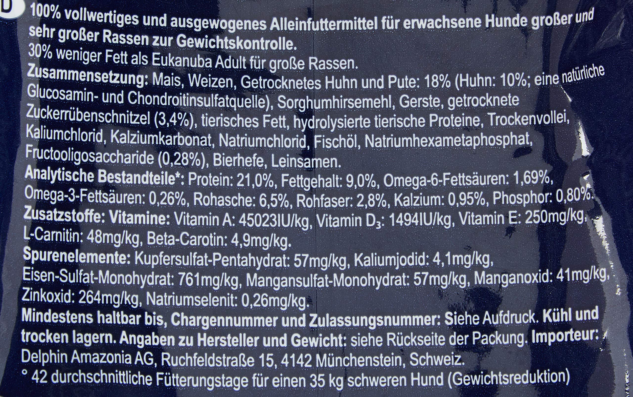 Eukanuba Weight Control - Alimento Completo per il Controllo del Peso di Cani Adulti di Taglia Grande (1-7 Anni), Crocchette al Pollo - 12 Kg