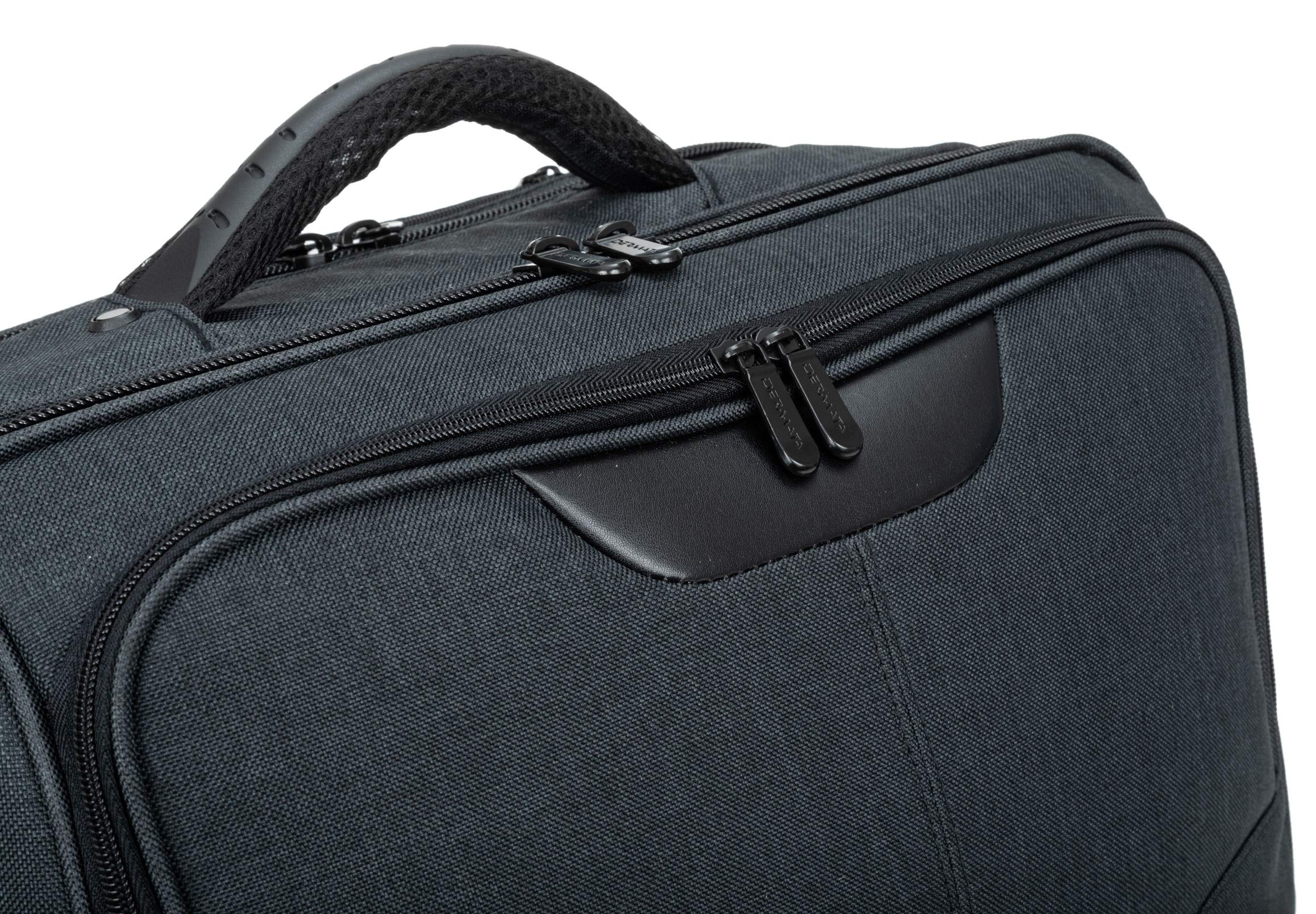 Trolley Pilotentrolly mit Notebook - Polstertasche Trolly 17 Zoll + Ledermäppchen (ANTHRAZIT Two Tone)