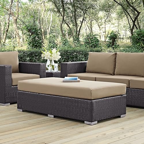 Vista 232 de Modway EEI-1911-EXP-ORA Convene - Muebles otomanos cuadrados de tela para patio, muebles de exterior, color naranja espresso Espresso Naranja