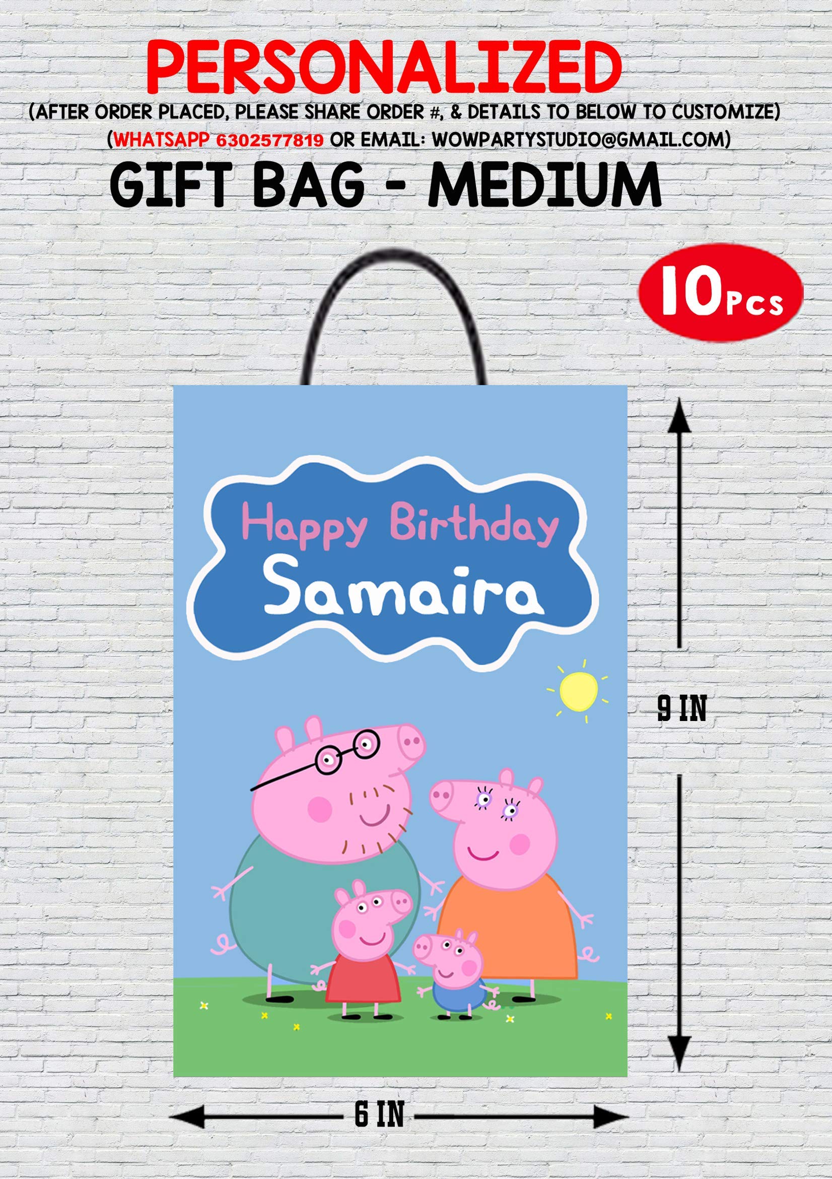 WoW Party Studio Personalized Pig Cartoon Theme Happy Birthday Decorations Return Gift Bag with Birthday Girls and Boys Name (Blue) - 10Pcs (B07YVLDXBF) Amazon Price History, Amazon Price Tracker