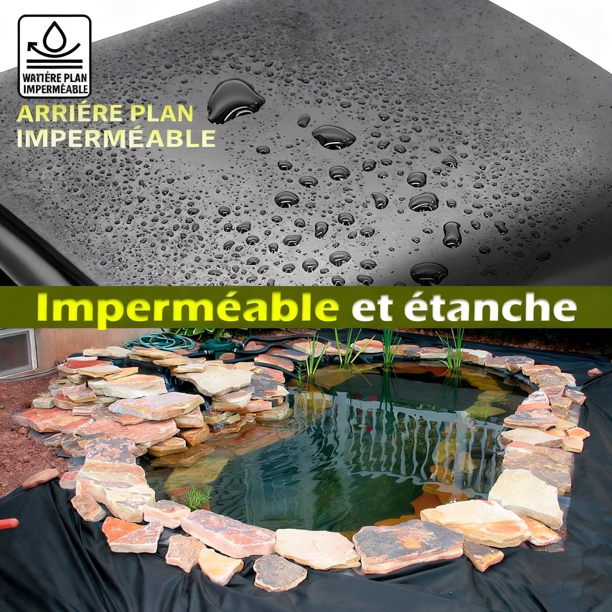 Teichfolie HDPE 6x6m Stärke 0.5mm Schwarz Dichtungsfolie Teichmembran für Fischteiche Gartenteich