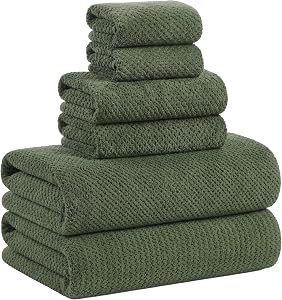 Large Bath Towels Set 30x60 Inches Super Soft Absorbent Quick Dry Luxury Microfiber Shower Towels for Bathroom -Olive Green,Pack of 6
