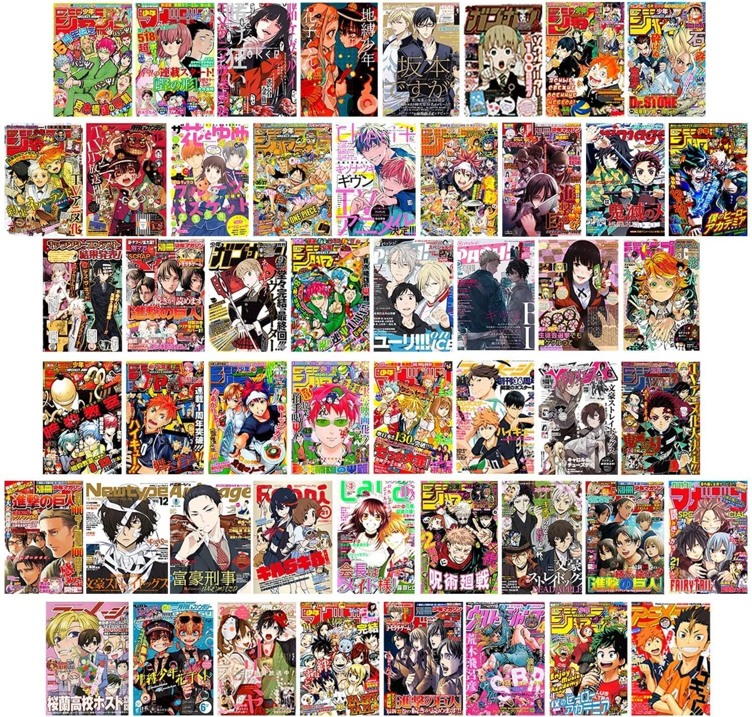 ZPPLD 50pcs Anime Wall Collage Kit,Anime Collage Kit for Wall Aesthetic,Anime Poster,Manga Posters,Aesthetic Picture for Wall Collage,Animes Posters Dorm Decor Bedroom Decor for Animes Lovers，A