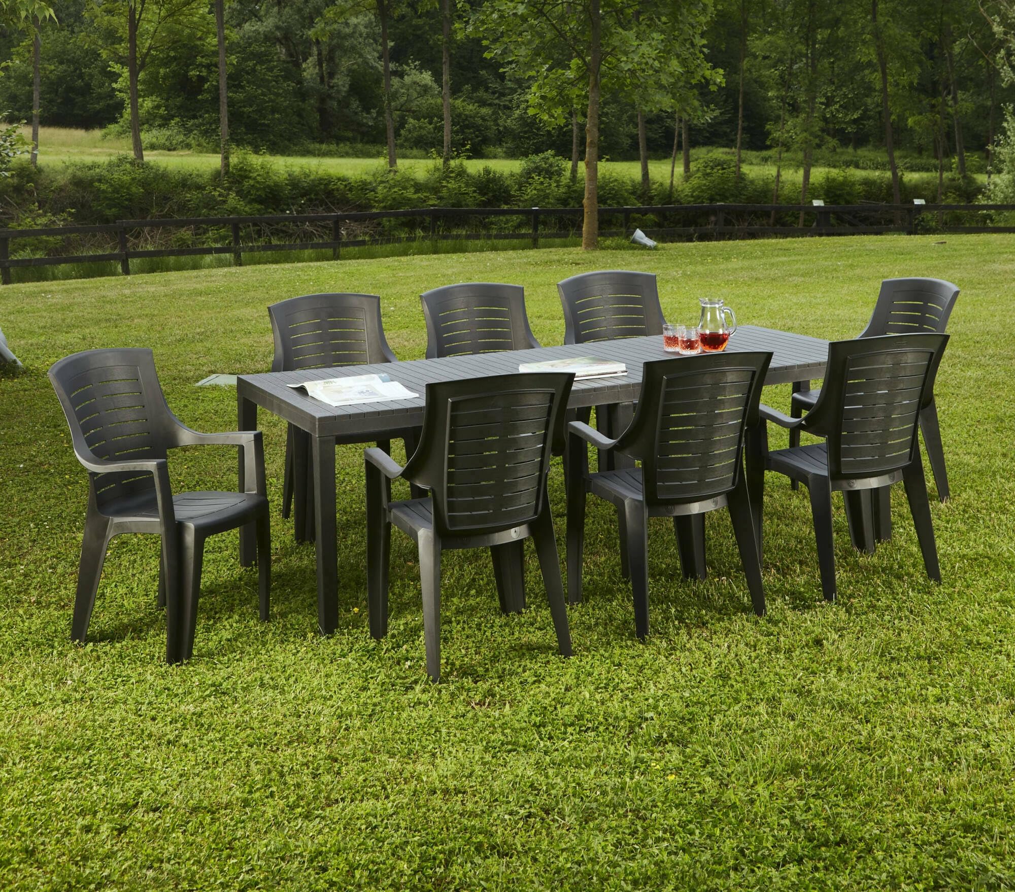 Dmora - Mesa Rectangular Extensible de Exterior Susa, de Comedor y Jardín, 100% Fabricada en Italia, 150 x 90 x 72 cm, Color Gris Antracita