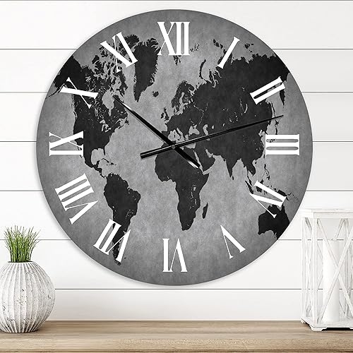 Reloj de pared vintage con mapa antiguo del mundo IX, reloj de pared grande para decoración del hogar
