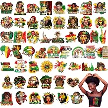 Colarr 54 Pcs Juneteenth Iron on Transfers Dtf Transfers Ready to Press, Black Women HTV Vinyl Heat Transfer Patches for Since 1865 Juneteenth Women and Men Clothes Bag DIY Craft