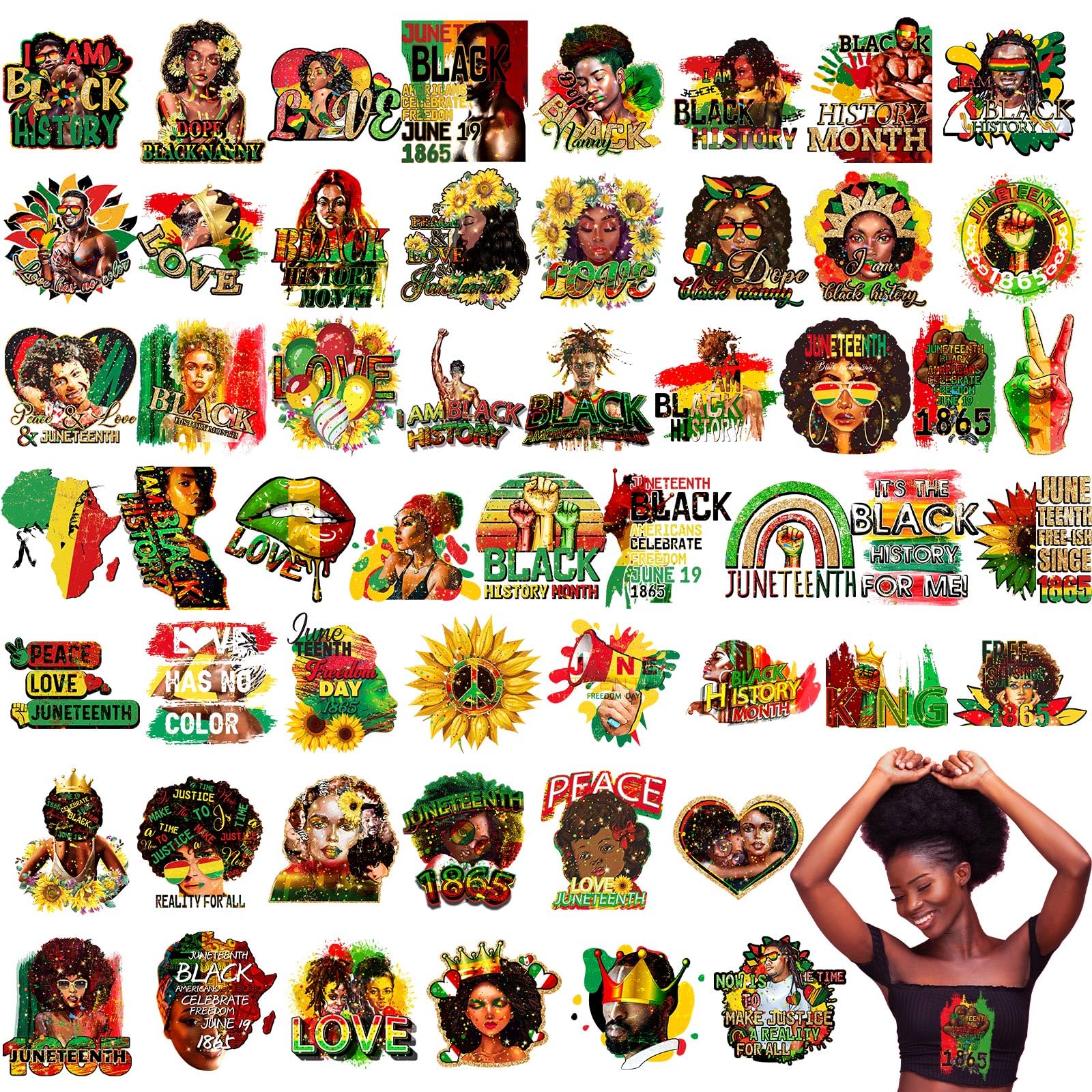 Décalcomanies thermocollantes Juneteenth : customisez sans couture les vêtements en vinyle noir