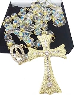 Terço Noiva Cristal Boreal Tcheco Banho Ouro 12mm Aparecida