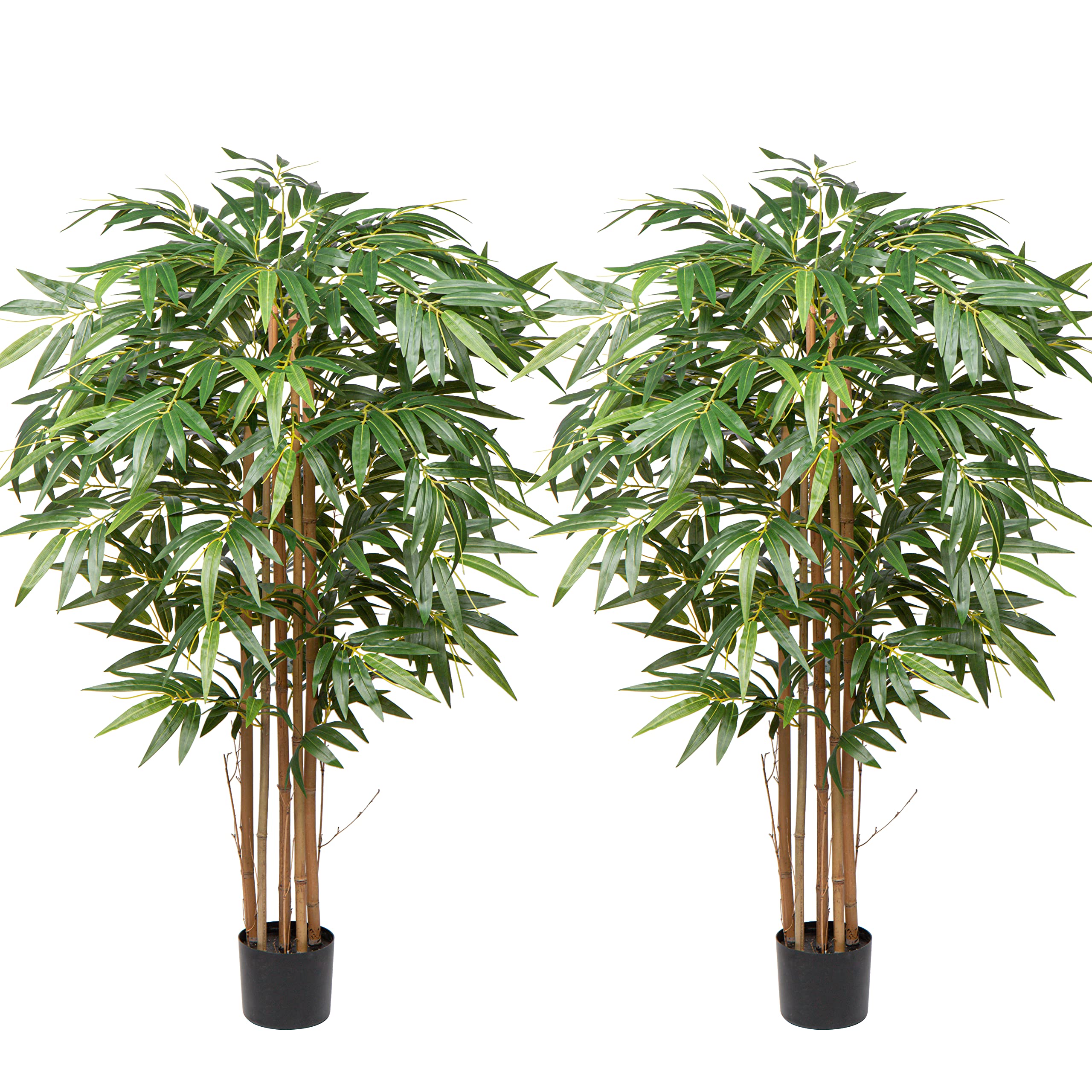 5 ft Artificial Bamboo Tree 2 Pack Bamboo Silk Tree 60 Inch Fake Decorative Greenery Plants in Pot for Home Office Indoor Outdoor Decor