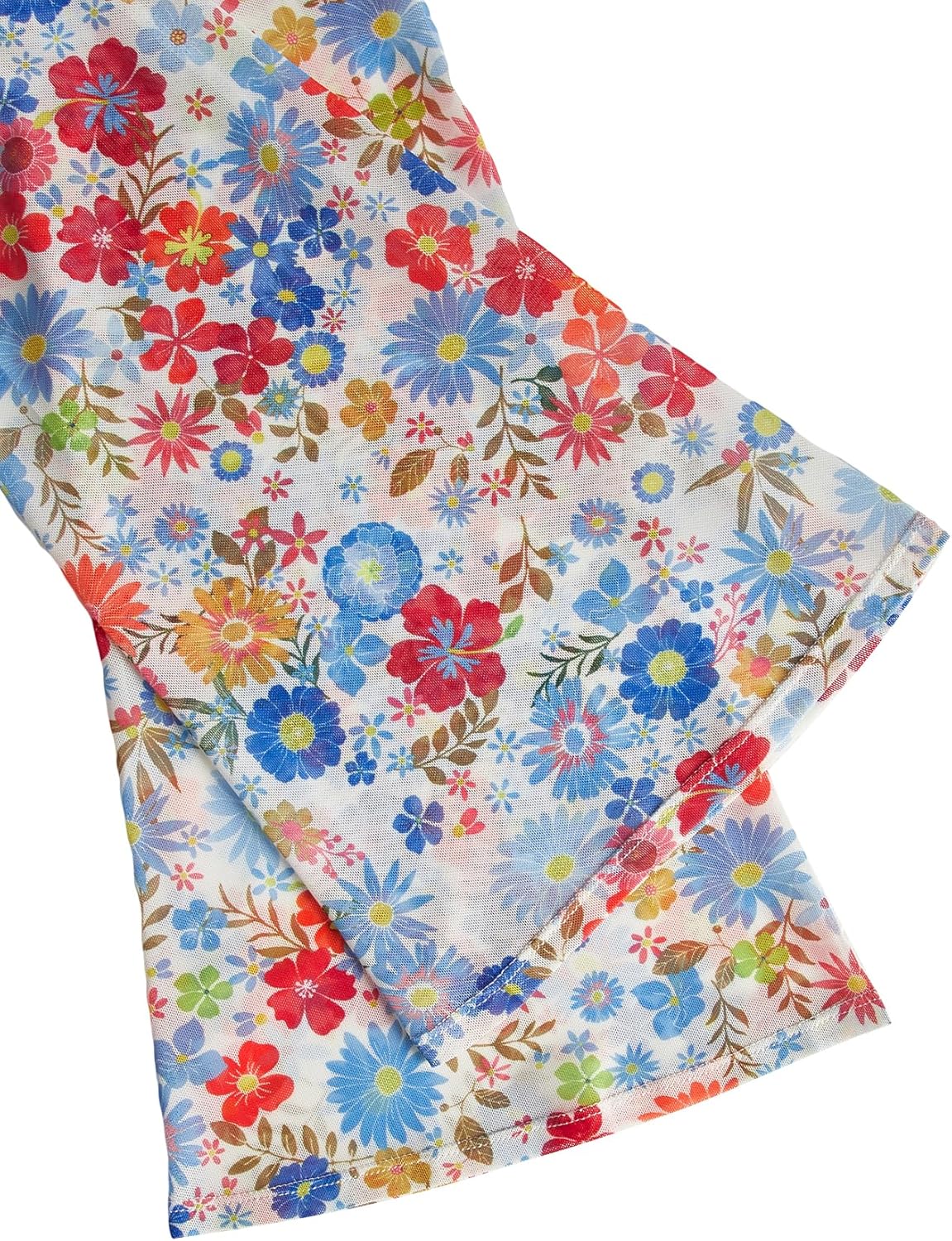 Verdusa Women's Boho 70s Tops Tie Front Bell Long Sleeve Floral Print Mesh Sheer Blouse Crop Tops - Image 5