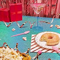Vista 8 de 1 pieza Manteles Láser Holográficos Azules de 40" x 108" Manteles de Plástico para Fiestas Decoración de Fiesta Brillante Reluciente para Invierno