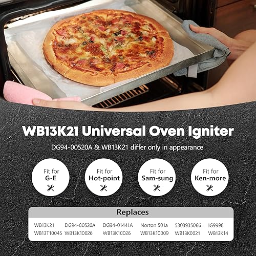Miniatura 4 de 【𝟭 𝗬𝗲𝗮𝗿 𝗪𝗮𝗿𝗿𝗮𝗻𝘁𝘆】WB13K21 Oven Igniter Replacement DG94-00520A for Gas Stove, Fit for G-E xl44 Ken-more Hot-point Sam-sung, Rplaces Nor-ton 501a