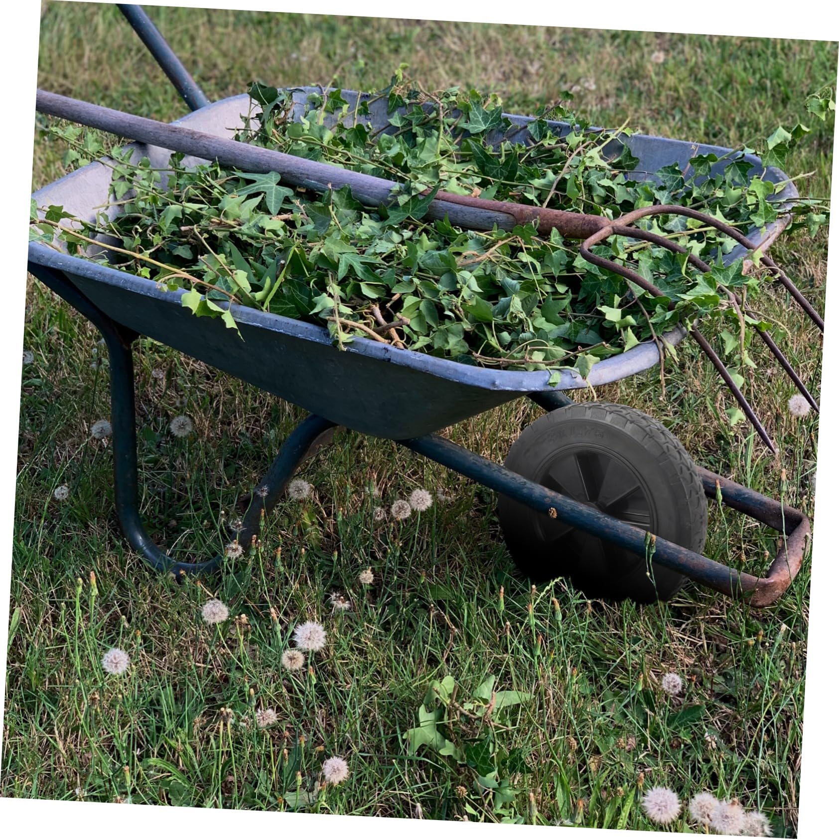 Ersatzrad für Gartenwagen aus Gummi, Schwarz, Leicht zu Montieren | Passend für Gartenkarre und Gartentransportwagen, als Austauschrad für Ersatzbedarf